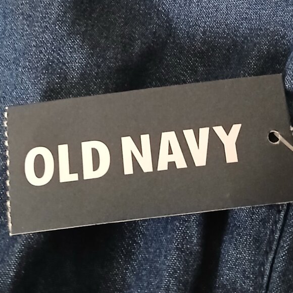 NWT Old Navy Dress Size 4 Fit & Flare Dark Wash Chambray Cap Sleeve Pockets Zip - Picture 10 of 12